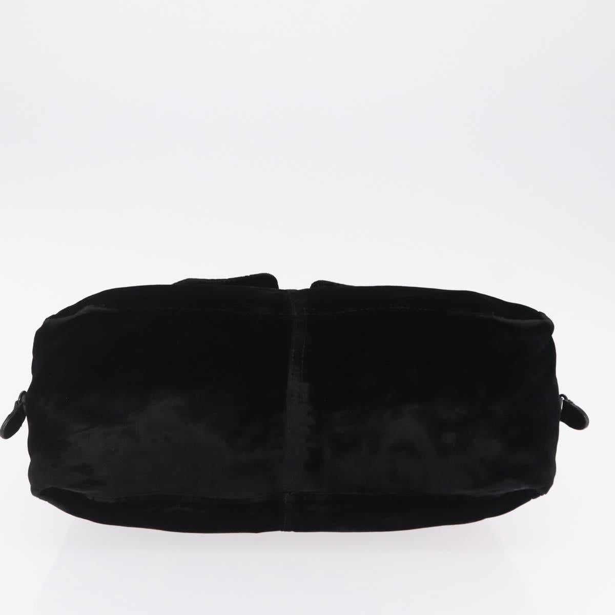 PRADA Hand Bag Velor Black Silver
