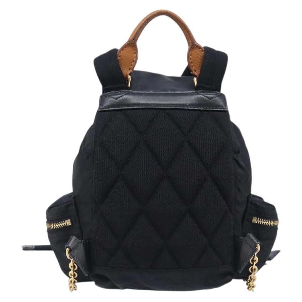 BURBERRY Backpack Nylon Black Gold Tone