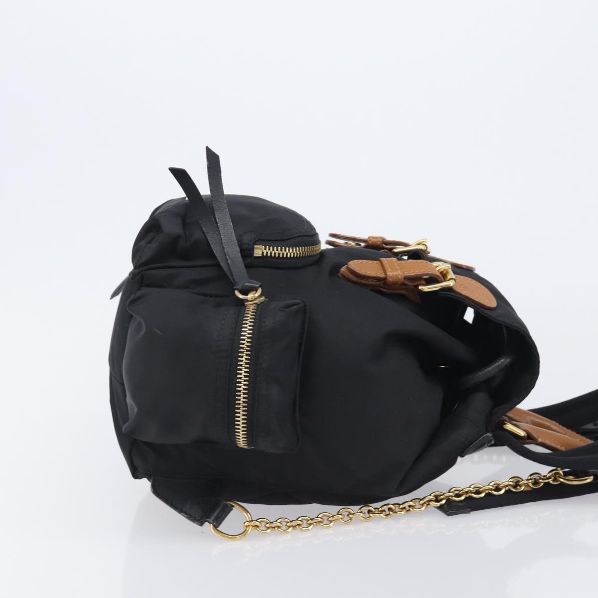 BURBERRY Backpack Nylon Black Gold Tone