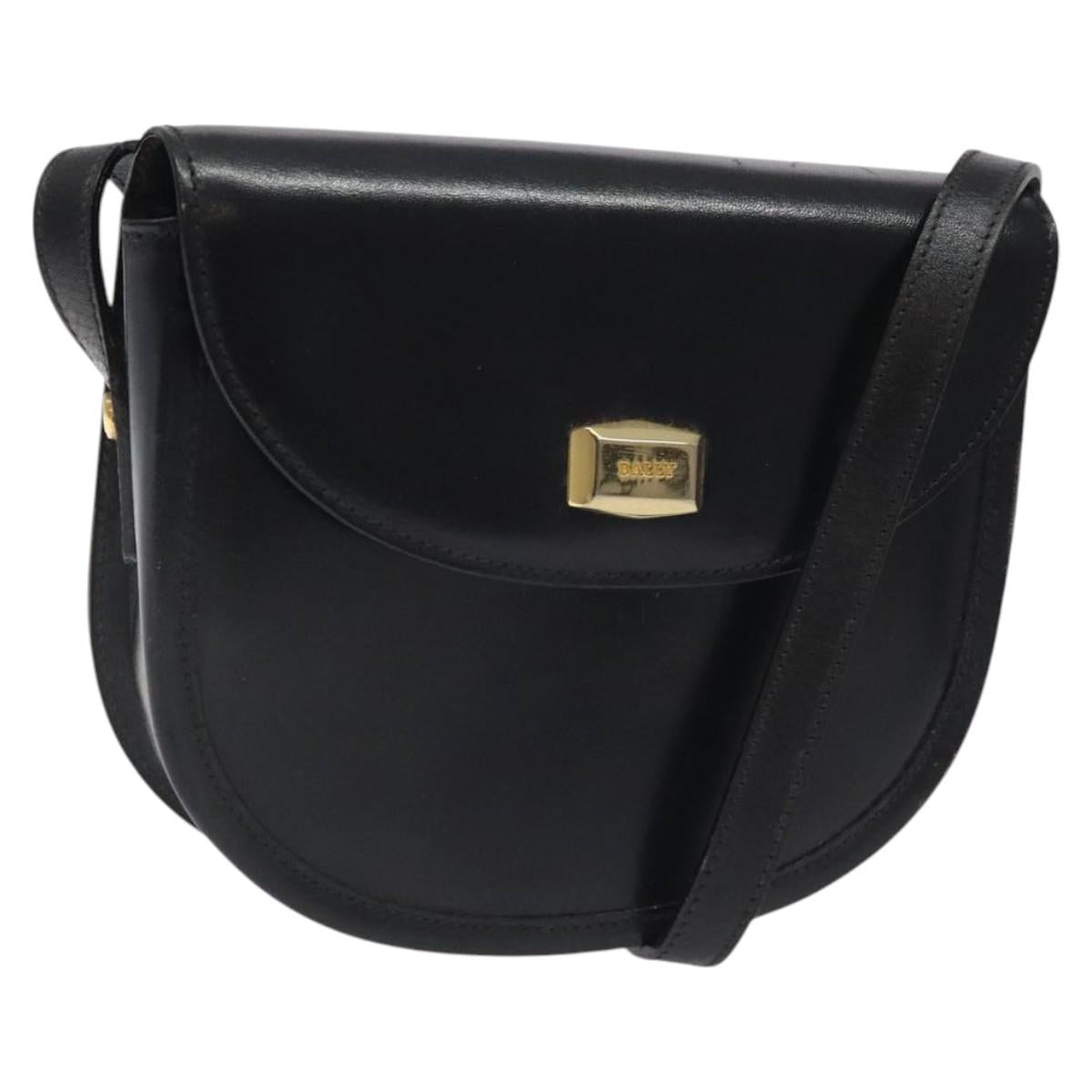 BALLY Shoulder Bag Leather Black Gold