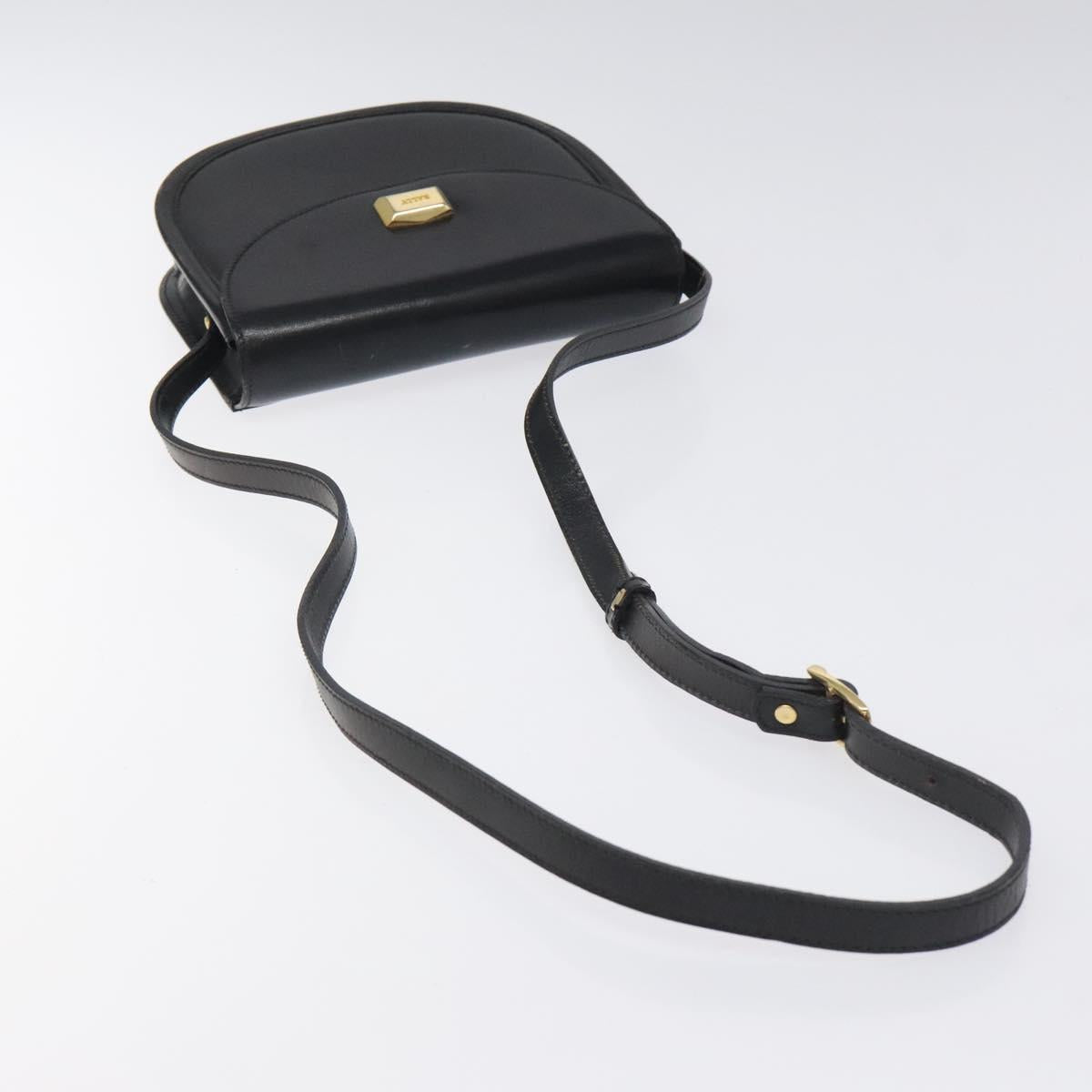 BALLY Shoulder Bag Leather Black Gold