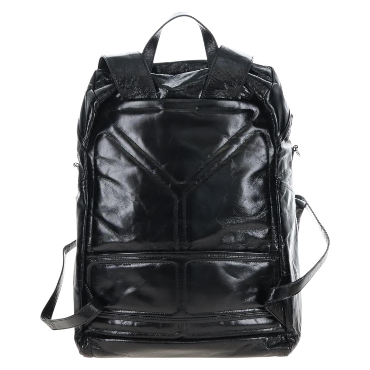 PRADA Backpack Leather 2way Black Silver