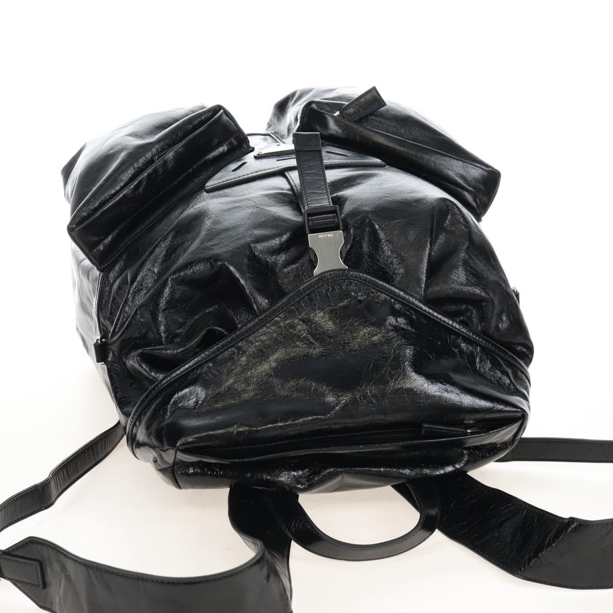 PRADA Backpack Leather 2way Black Silver