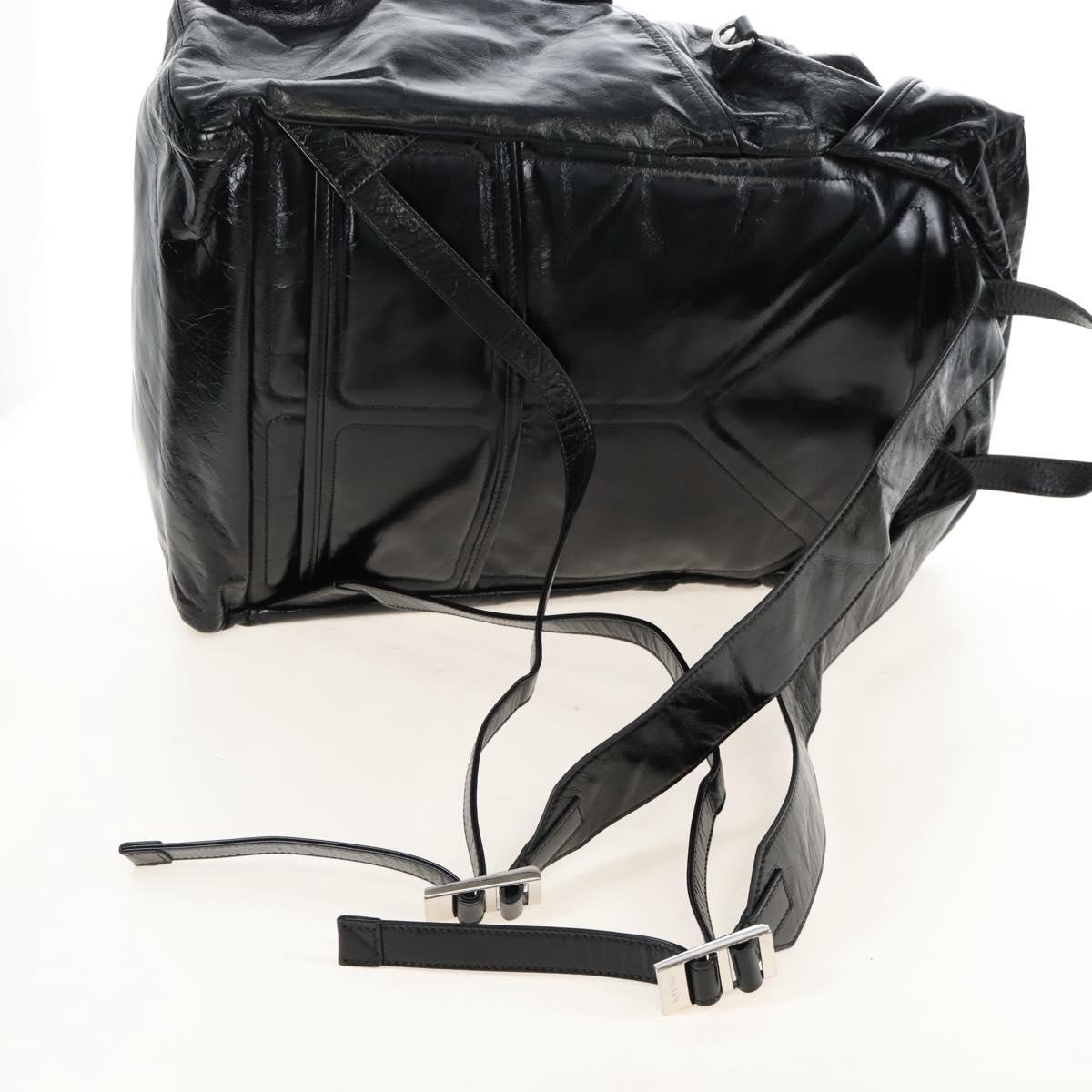 PRADA Backpack Leather 2way Black Silver