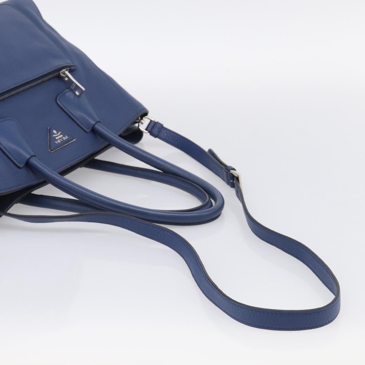 PRADA Vitterodino Tote Bag Leather 2way Blue Silver