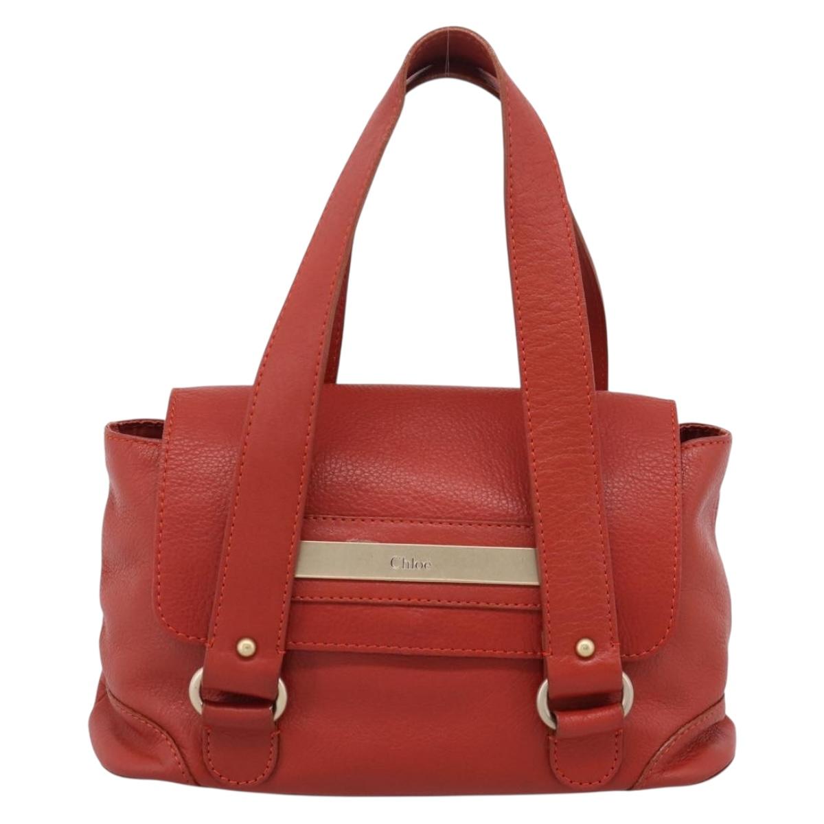 Chloe Tote Bag Leather Red Gold