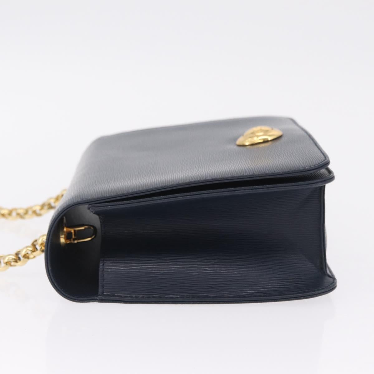 Chloe Chain Shoulder Bag Leather Navy Gold
