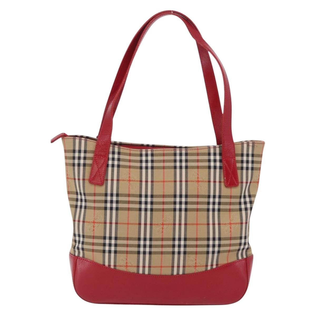 Burberrys Nova Check Shoulder Bag Canvas Beige Gold