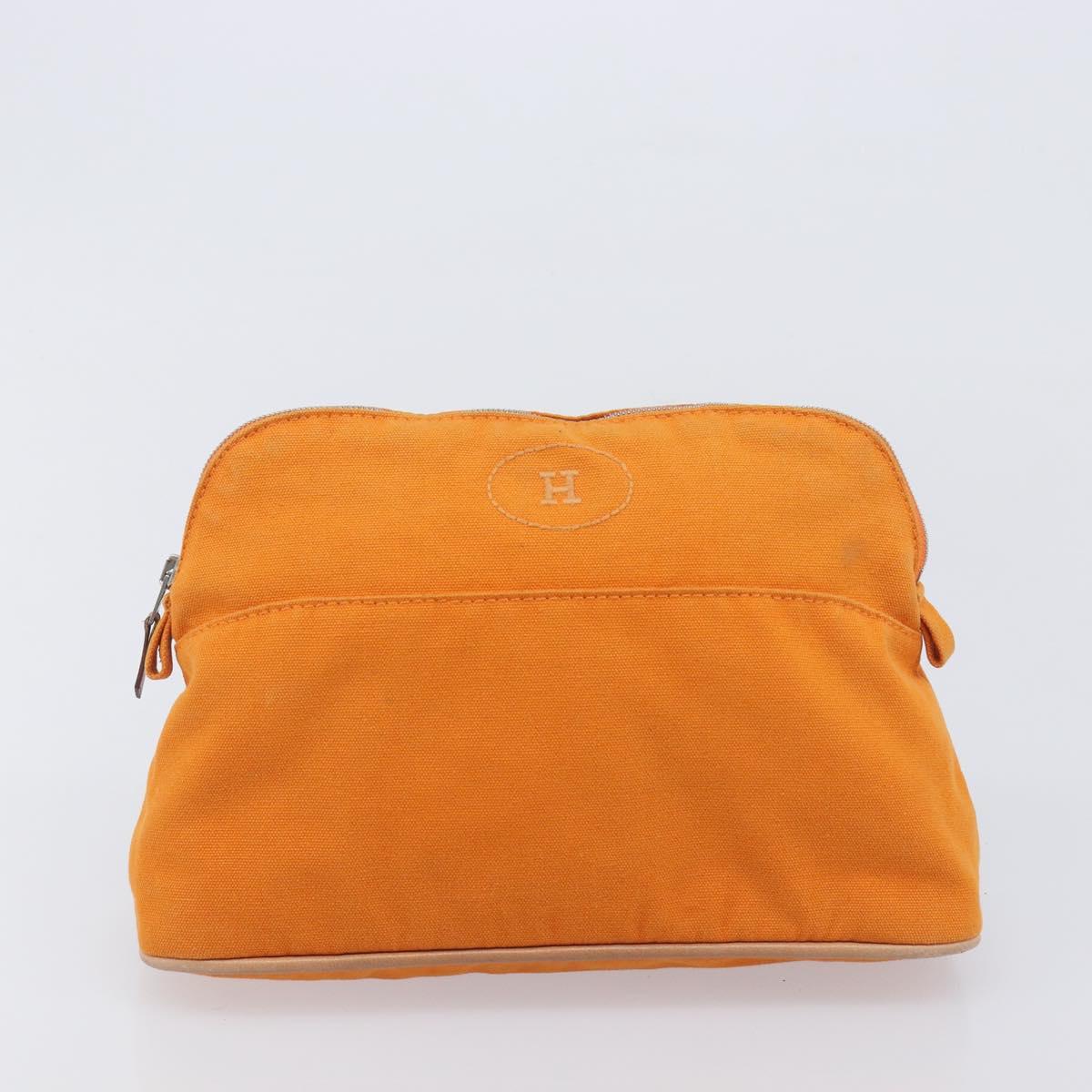 HERMES Bolide Pouch Canvas 2 Set Black Orange