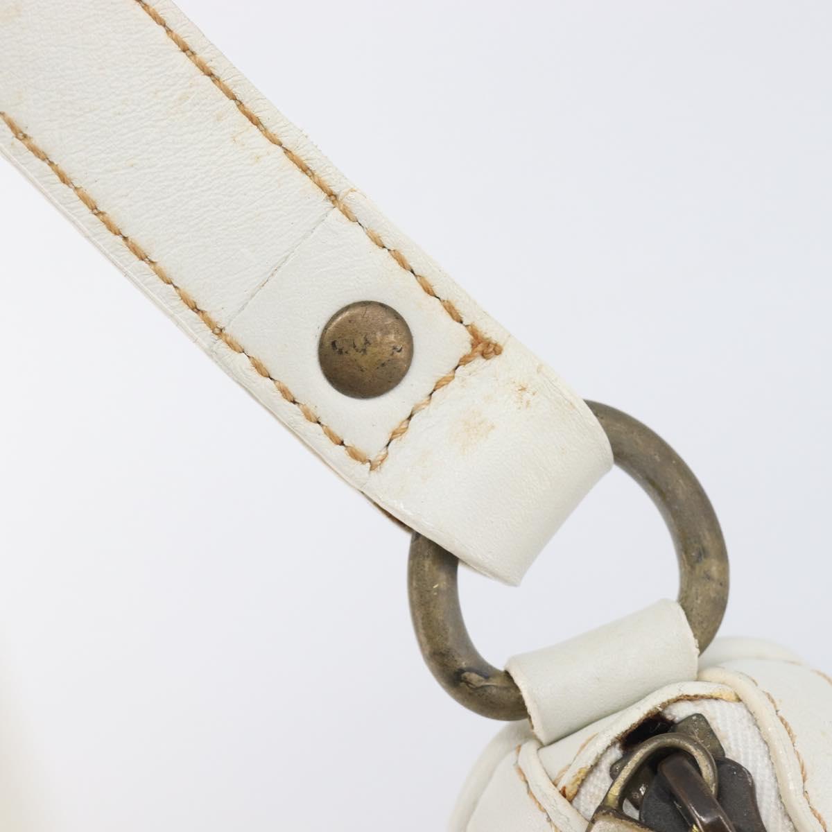 CELINE Hand Bag Canvas Navy Gold Tone
