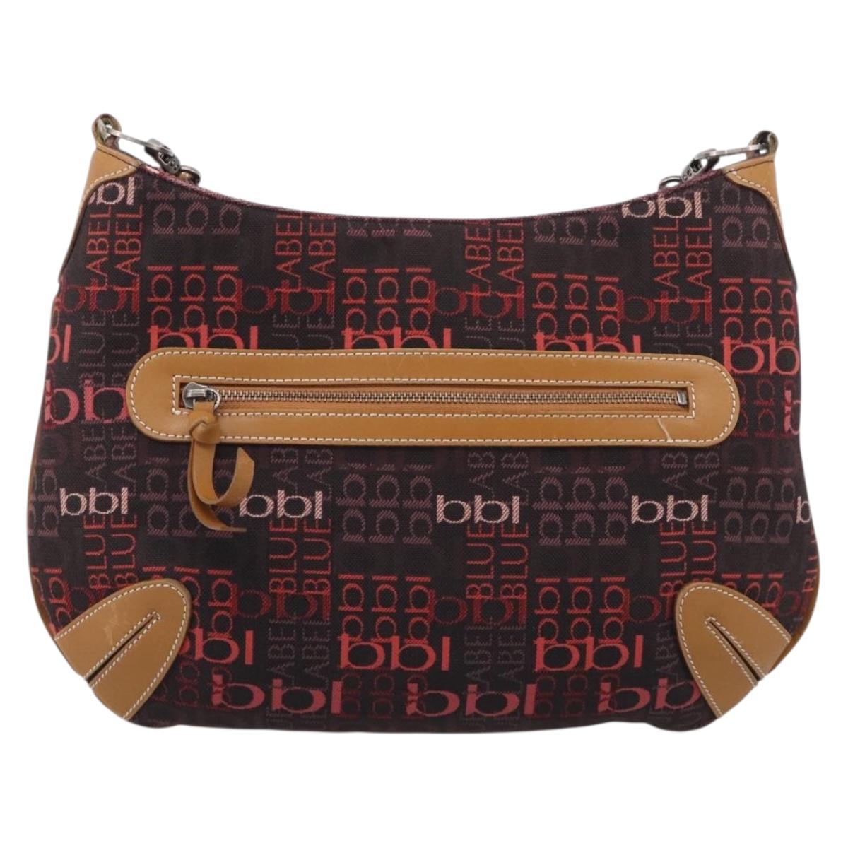 BURBERRY Blue Label Shoulder Bag Canvas Red Silver