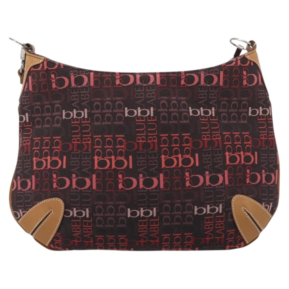 BURBERRY Blue Label Shoulder Bag Canvas Red Silver
