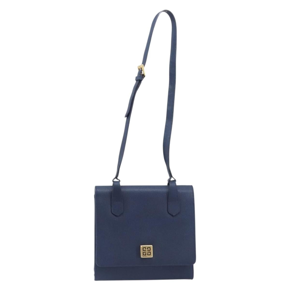 GIVENCHY Shoulder Bag Leather Navy Gold