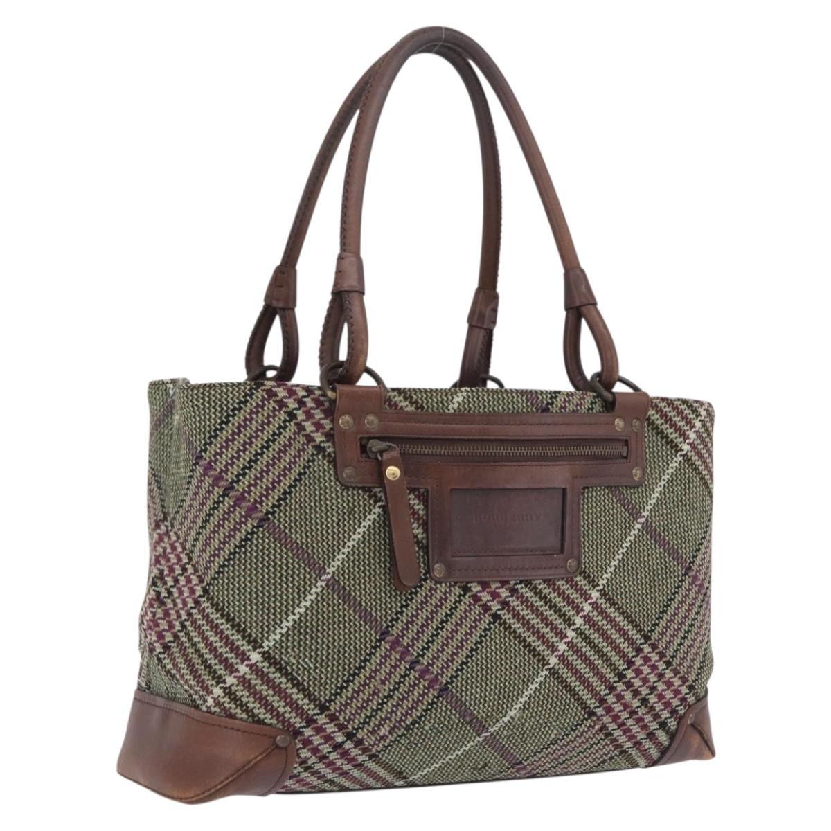 BURBERRY Tote Bag Wool Green
