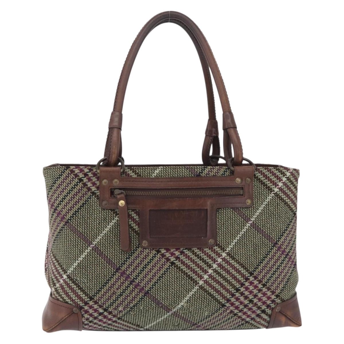 BURBERRY Tote Bag Wool Green