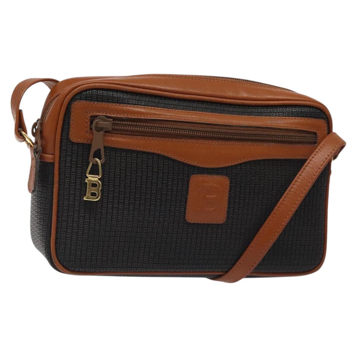 BALLY Shoulder Bag PVC Leather Brown Gold