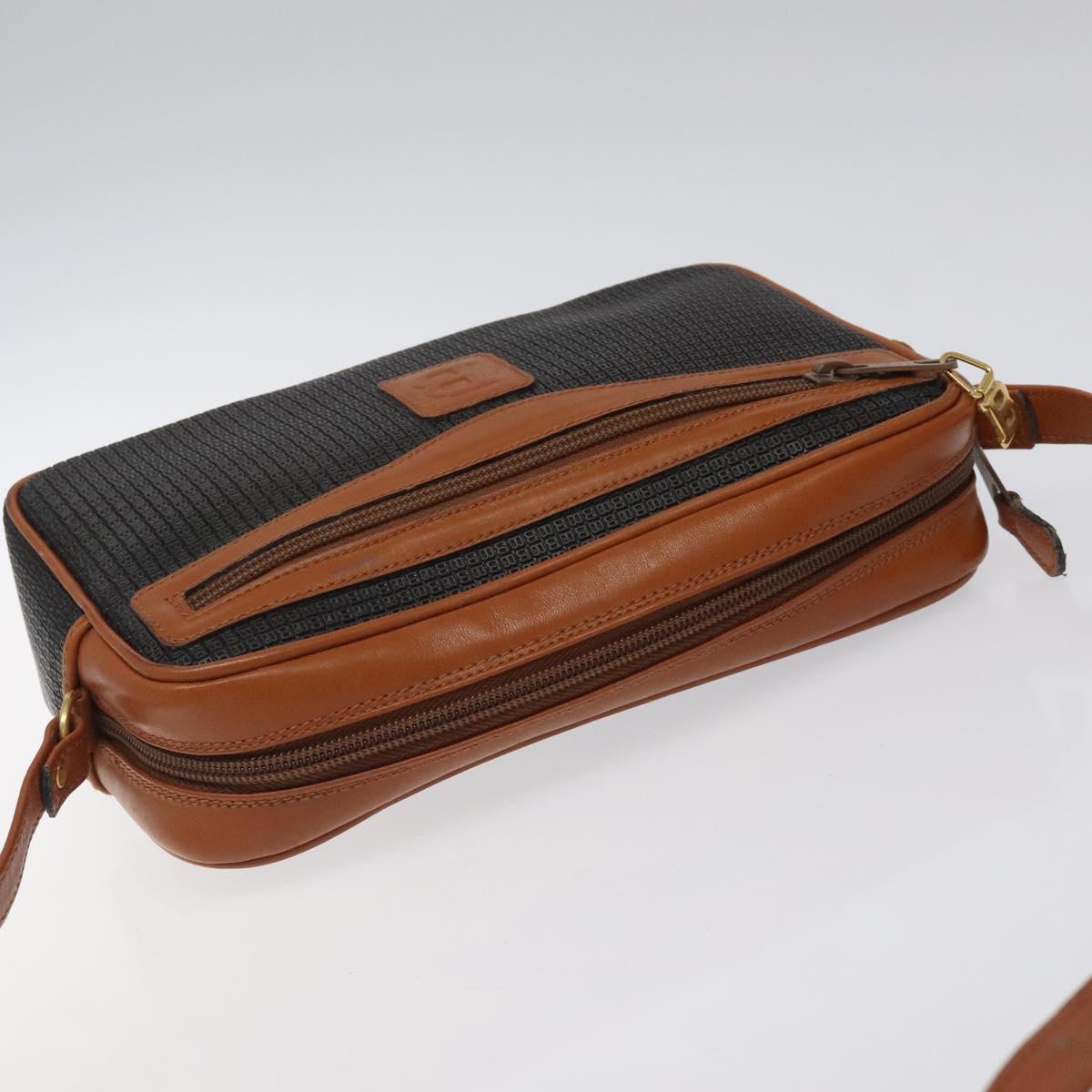 BALLY Shoulder Bag PVC Leather Brown Gold