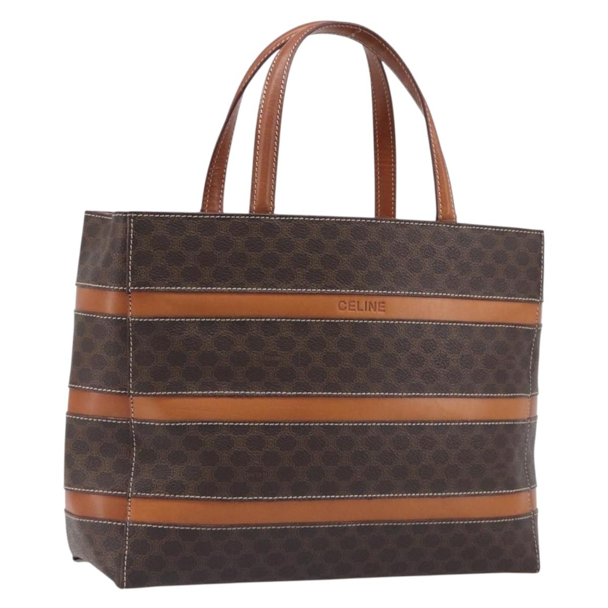 CELINE Macadam Hand Bag PVC Brown Gold Tone