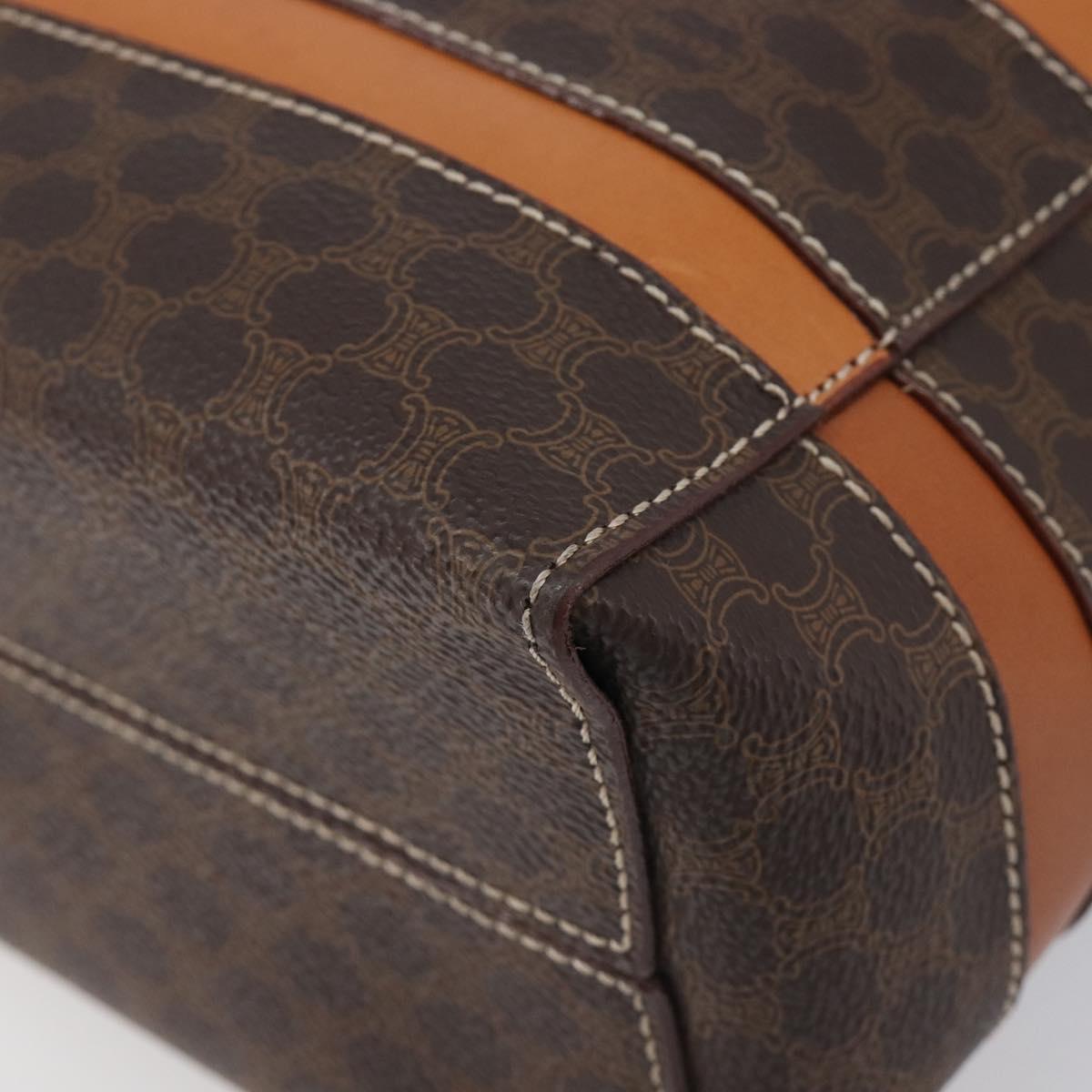 CELINE Macadam Hand Bag PVC Brown Gold Tone