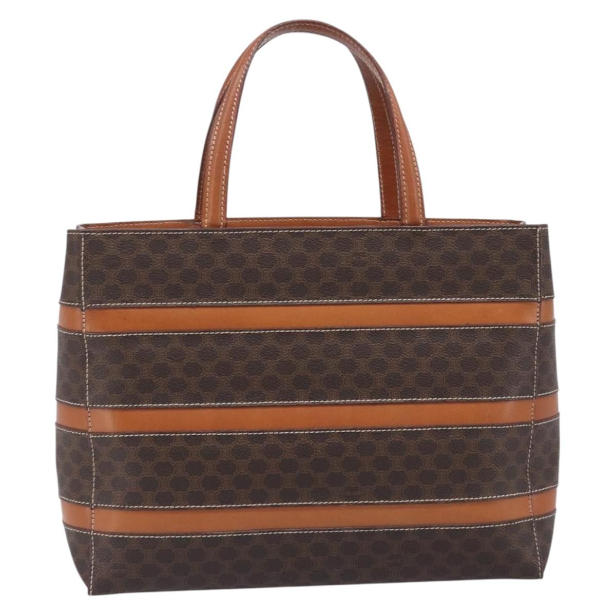 CELINE Macadam Hand Bag PVC Brown Gold Tone