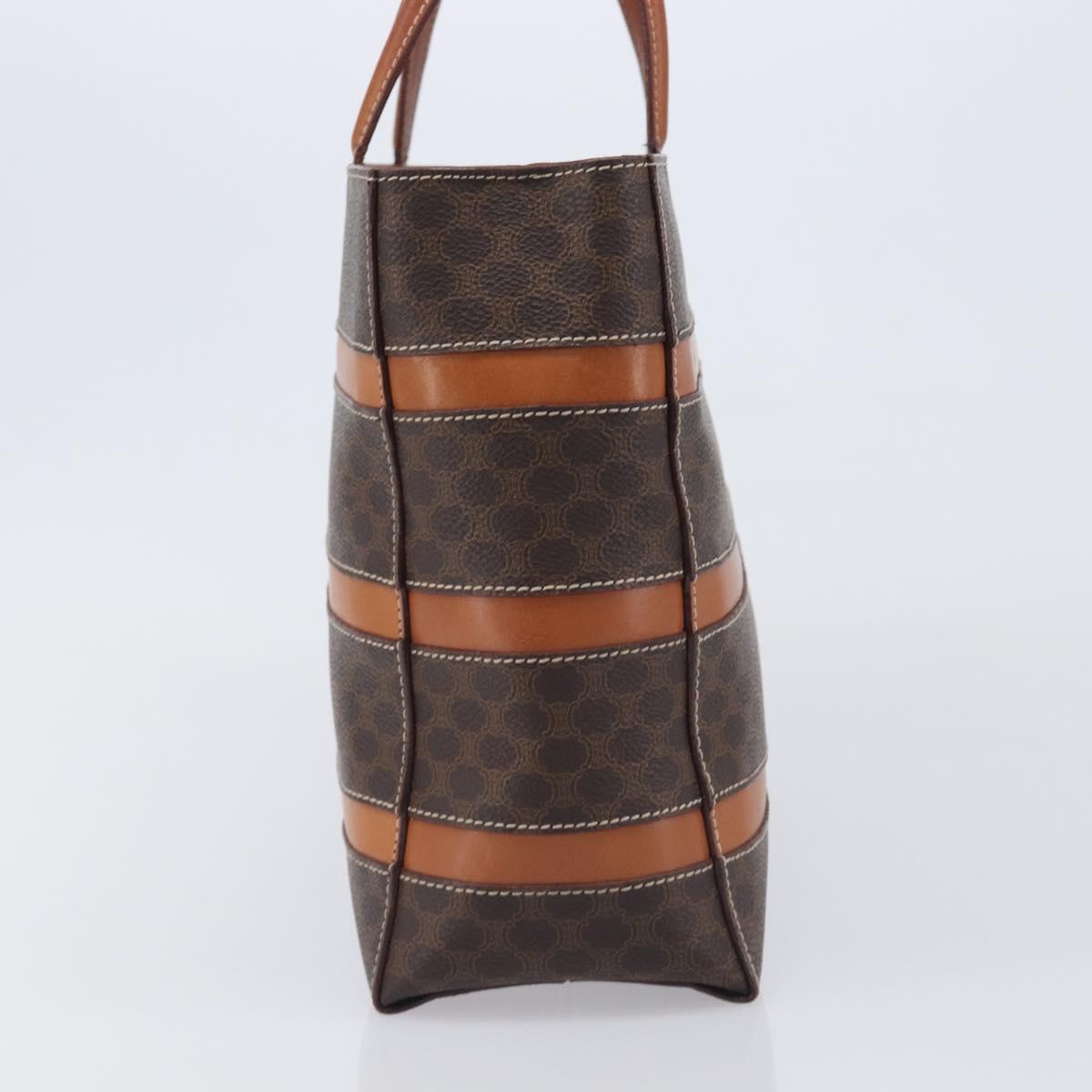 CELINE Macadam Hand Bag PVC Brown Gold Tone