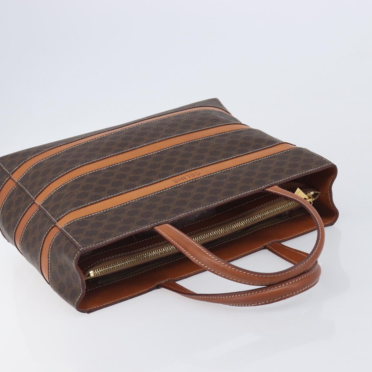 CELINE Macadam Hand Bag PVC Brown Gold Tone