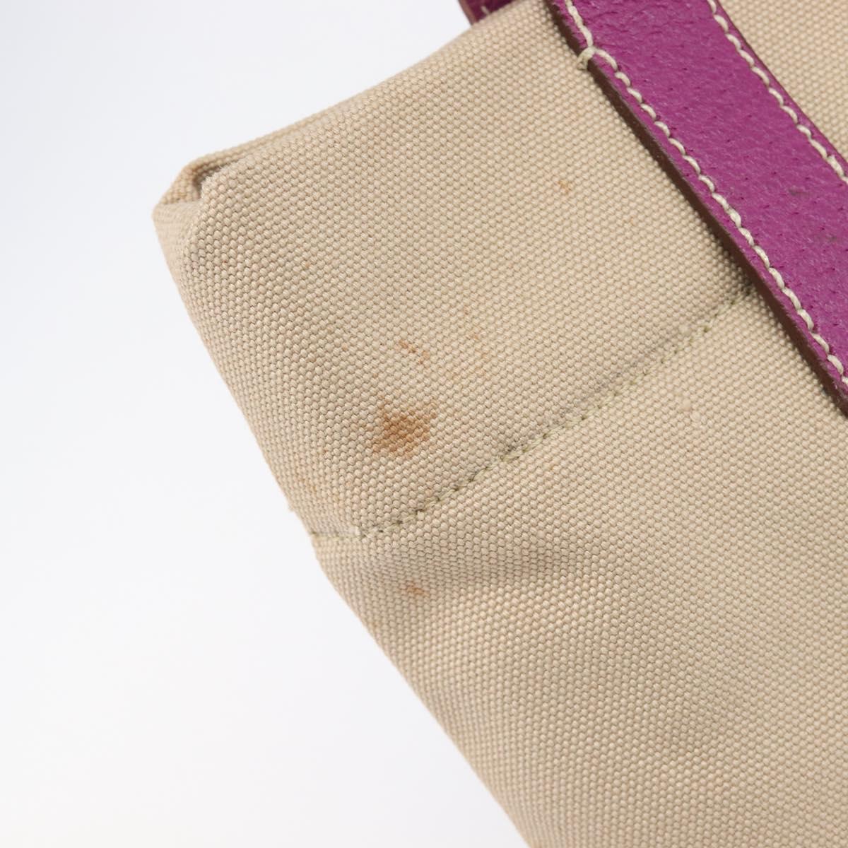 PRADA Hand Bag Canvas Beige Purple