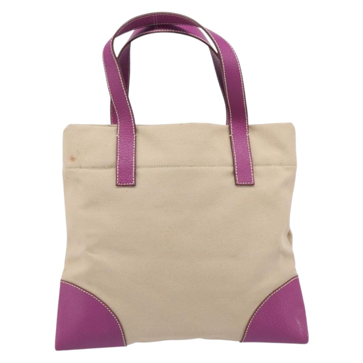 PRADA Hand Bag Canvas Beige Purple