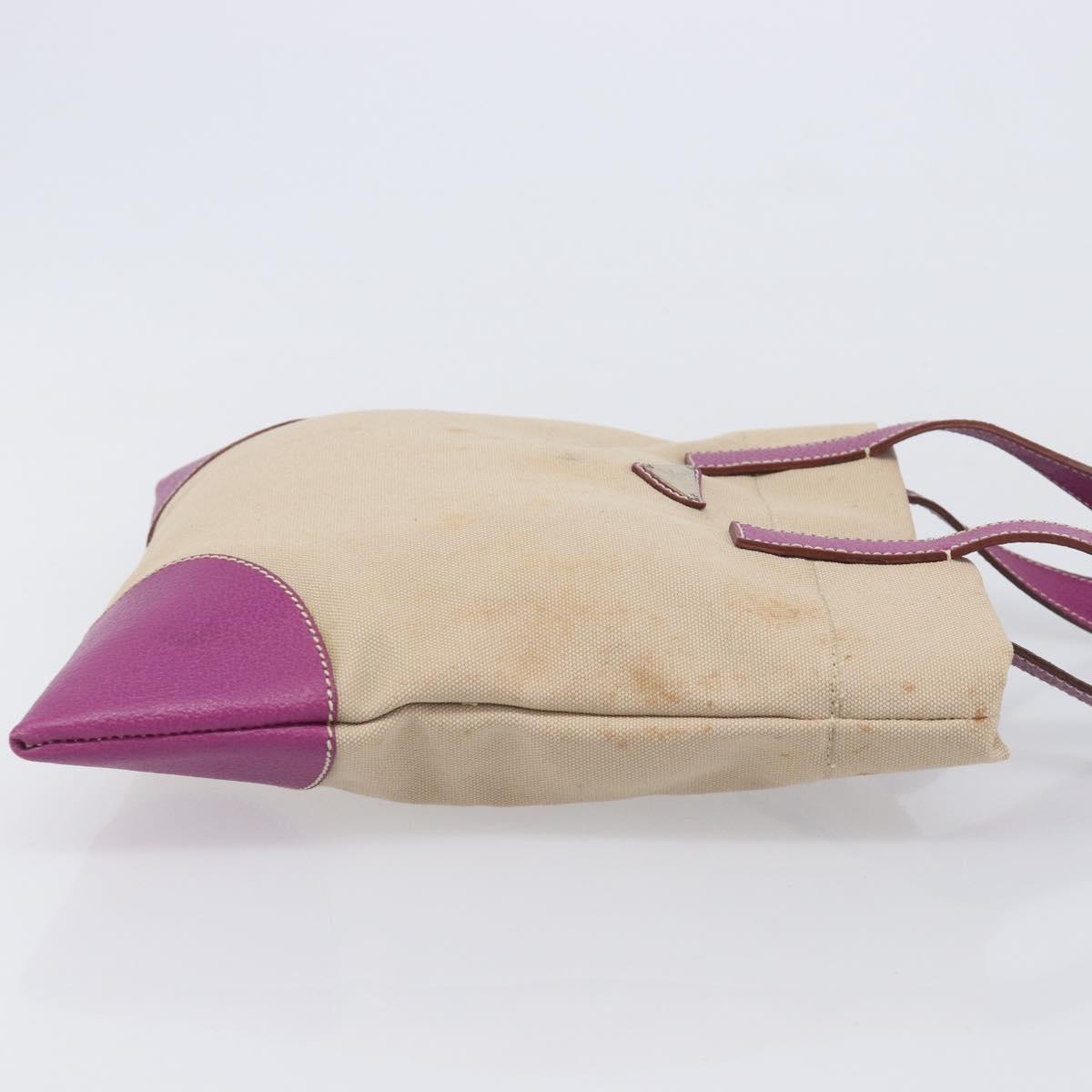 PRADA Hand Bag Canvas Beige Purple