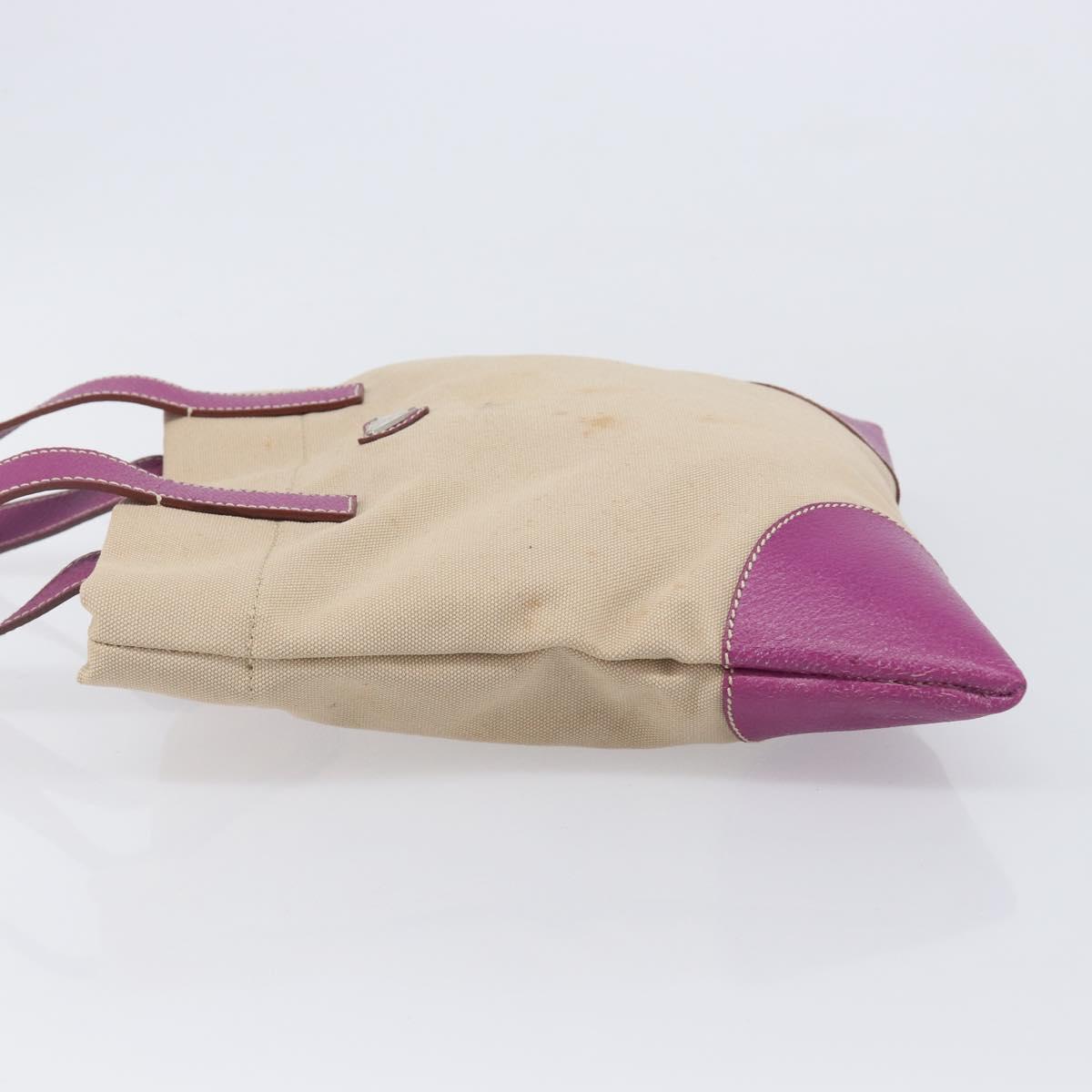 PRADA Hand Bag Canvas Beige Purple
