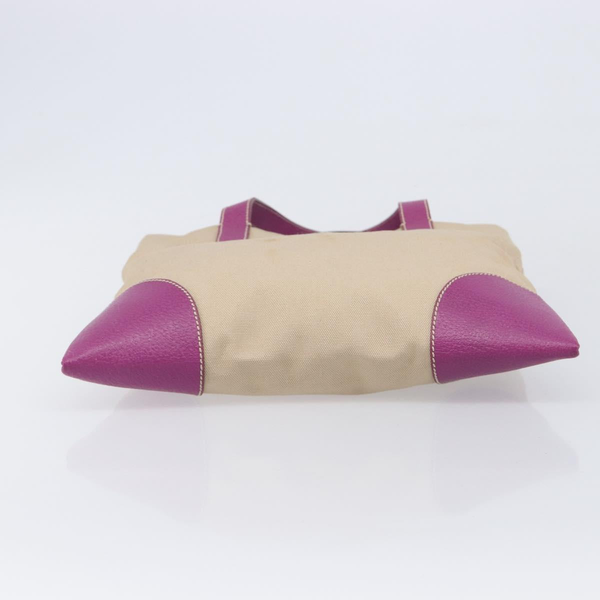 PRADA Hand Bag Canvas Beige Purple