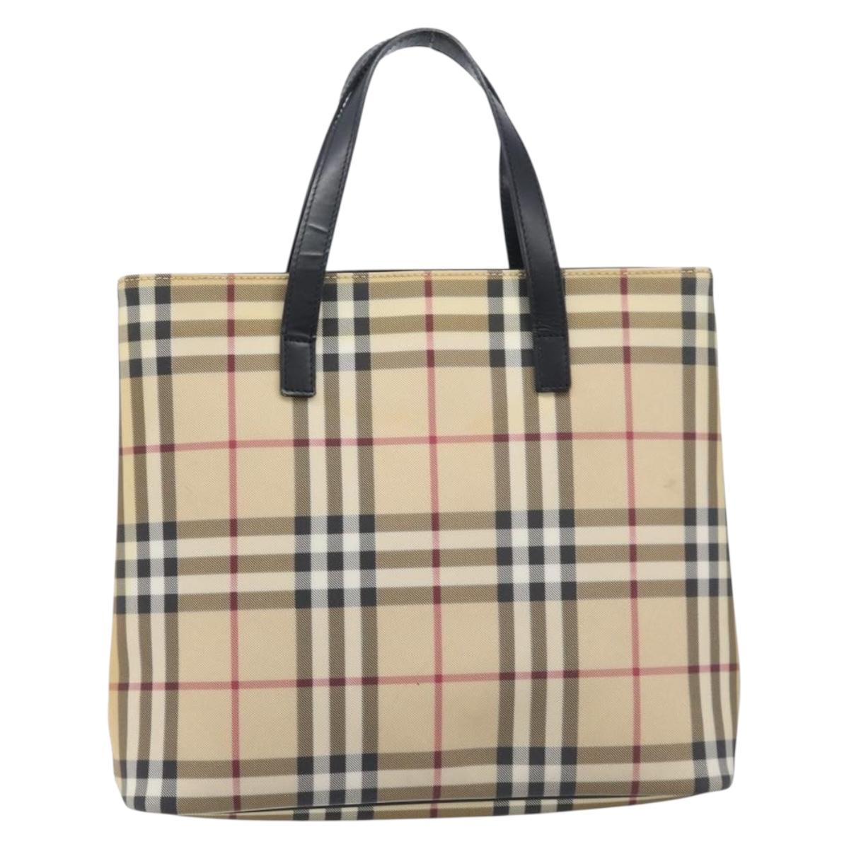 BURBERRY Nova Check Hand Bag PVC Beige