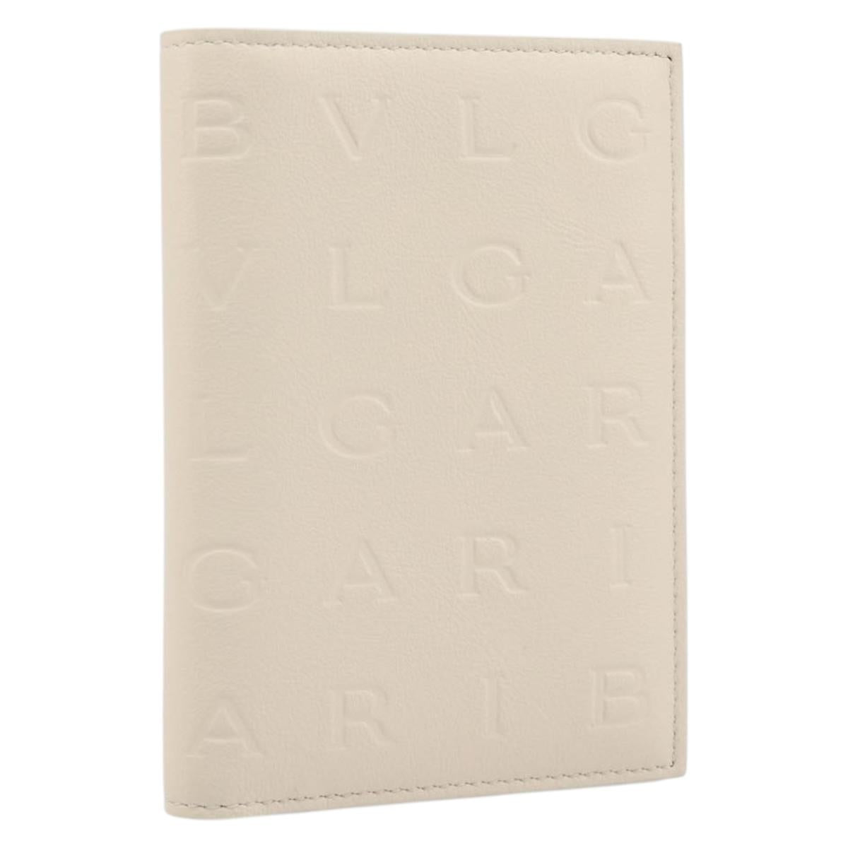 BVLGARI Card Case Leather Ivory Silver