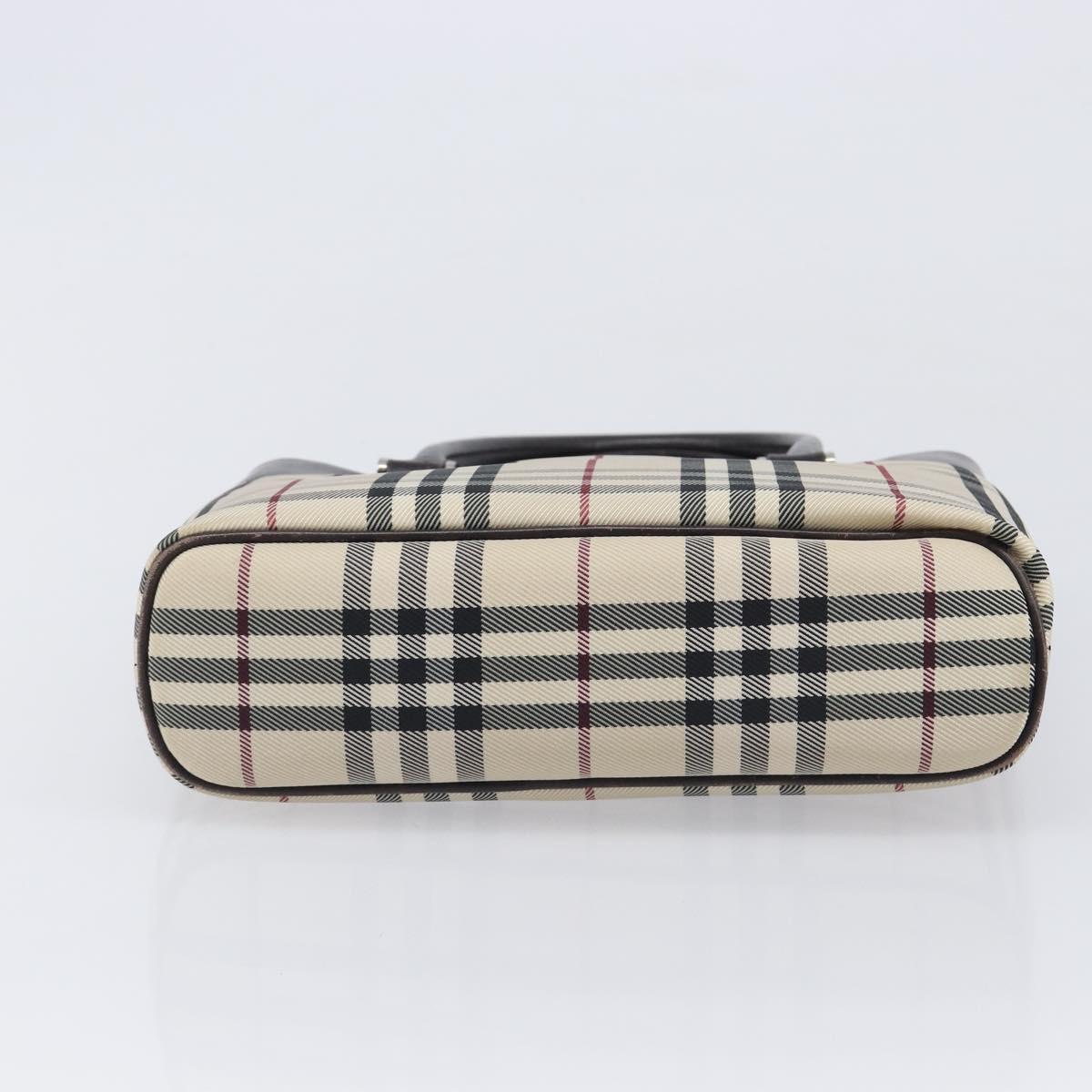 BURBERRY Nova Check Hand Bag Canvas Beige Silver