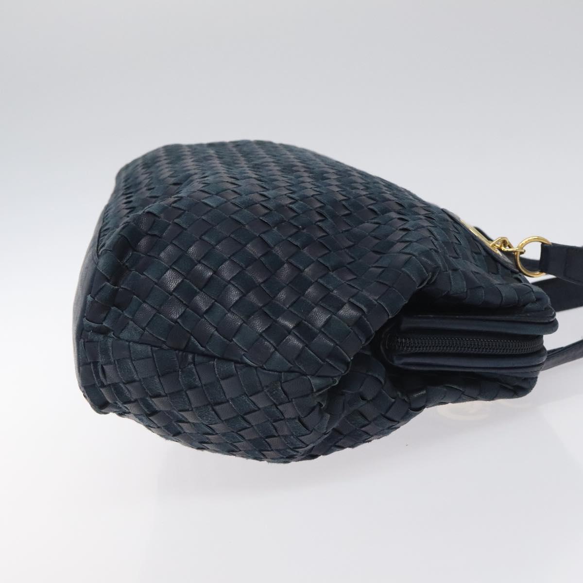 BALLY Shoulder Bag Leather Navy Gold