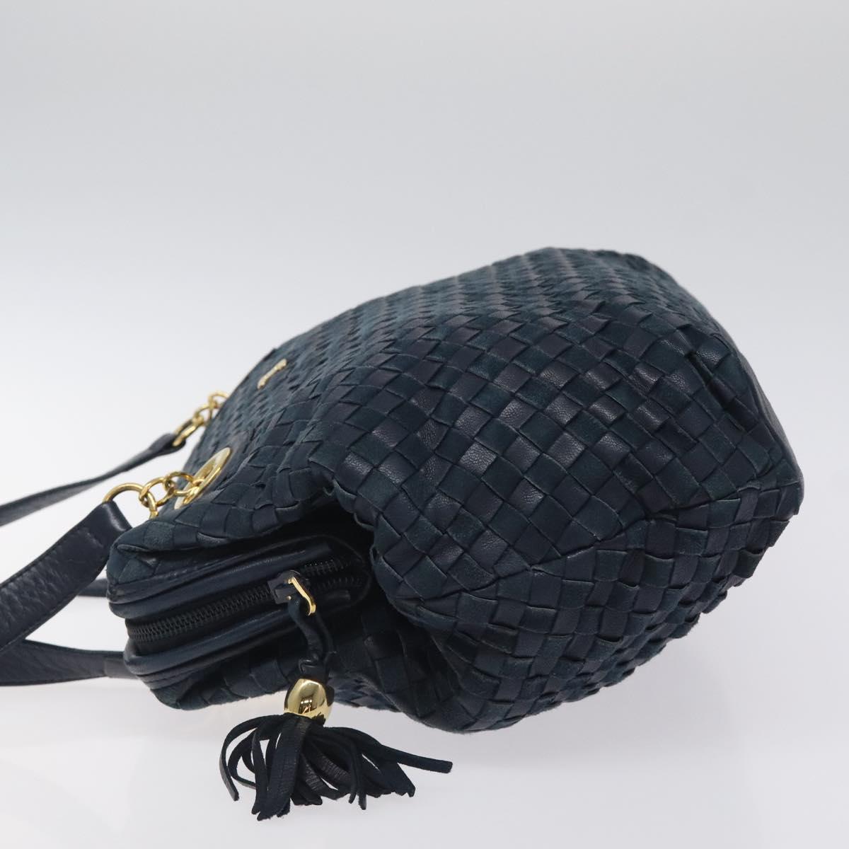 BALLY Shoulder Bag Leather Navy Gold