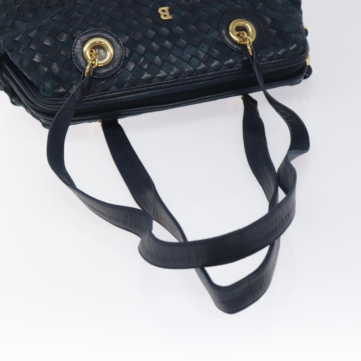 BALLY Shoulder Bag Leather Navy Gold