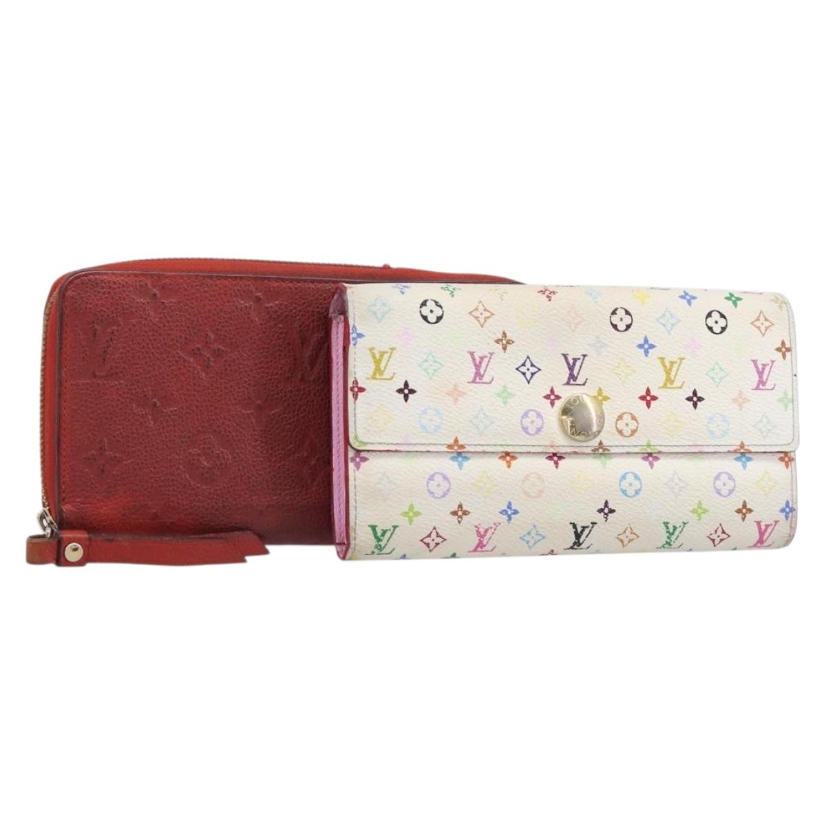 Louis Vuitton Long Wallet 2 Set White Red LV