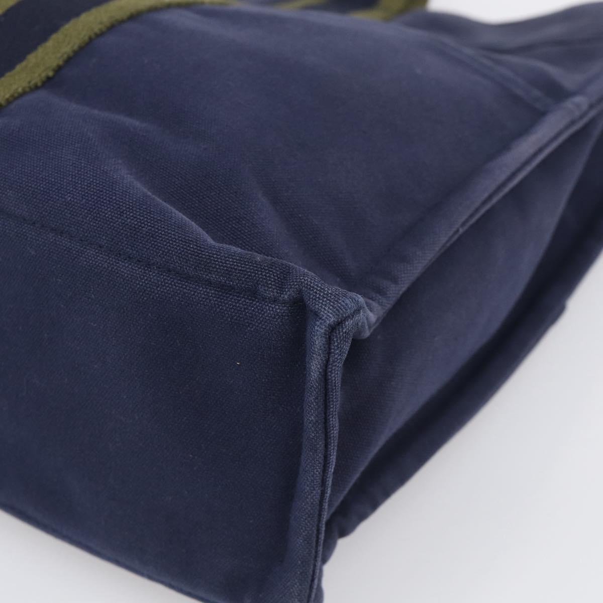 HERMES Fourre Tout MM Hand Bag Canvas Navy Silver