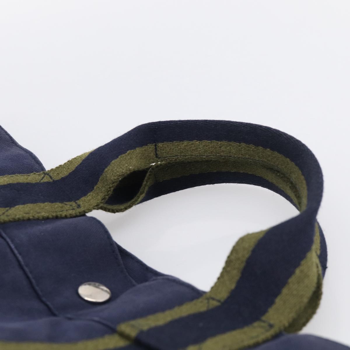 HERMES Fourre Tout MM Hand Bag Canvas Navy Silver