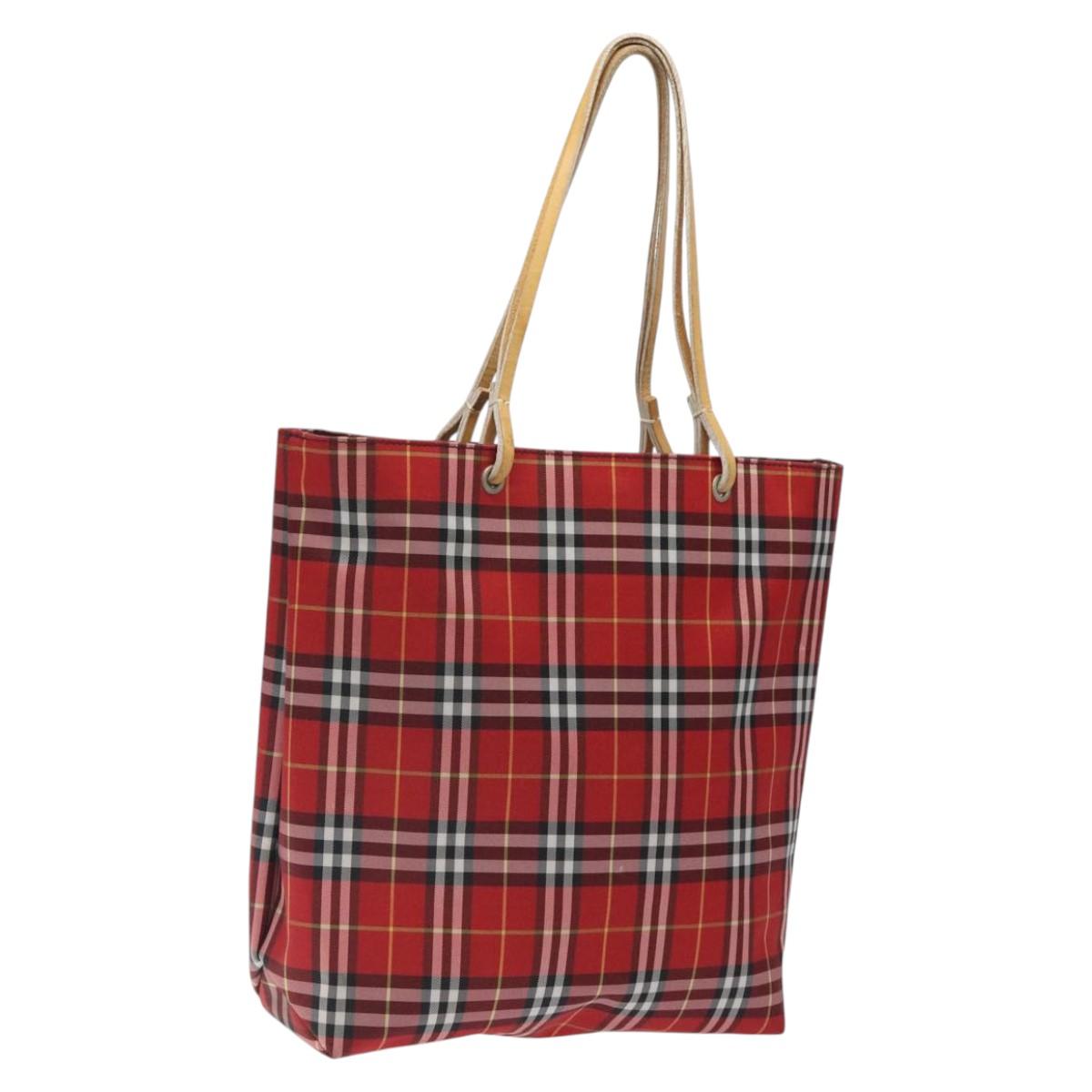 BURBERRY Nova Check Tote Bag Nylon Red