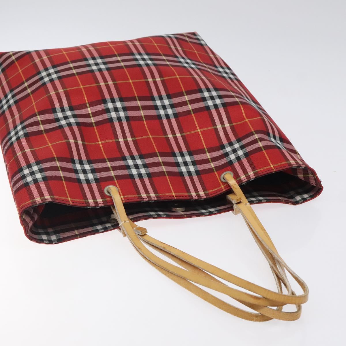 BURBERRY Nova Check Tote Bag Nylon Red