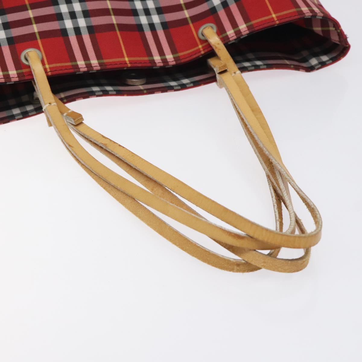 BURBERRY Nova Check Tote Bag Nylon Red