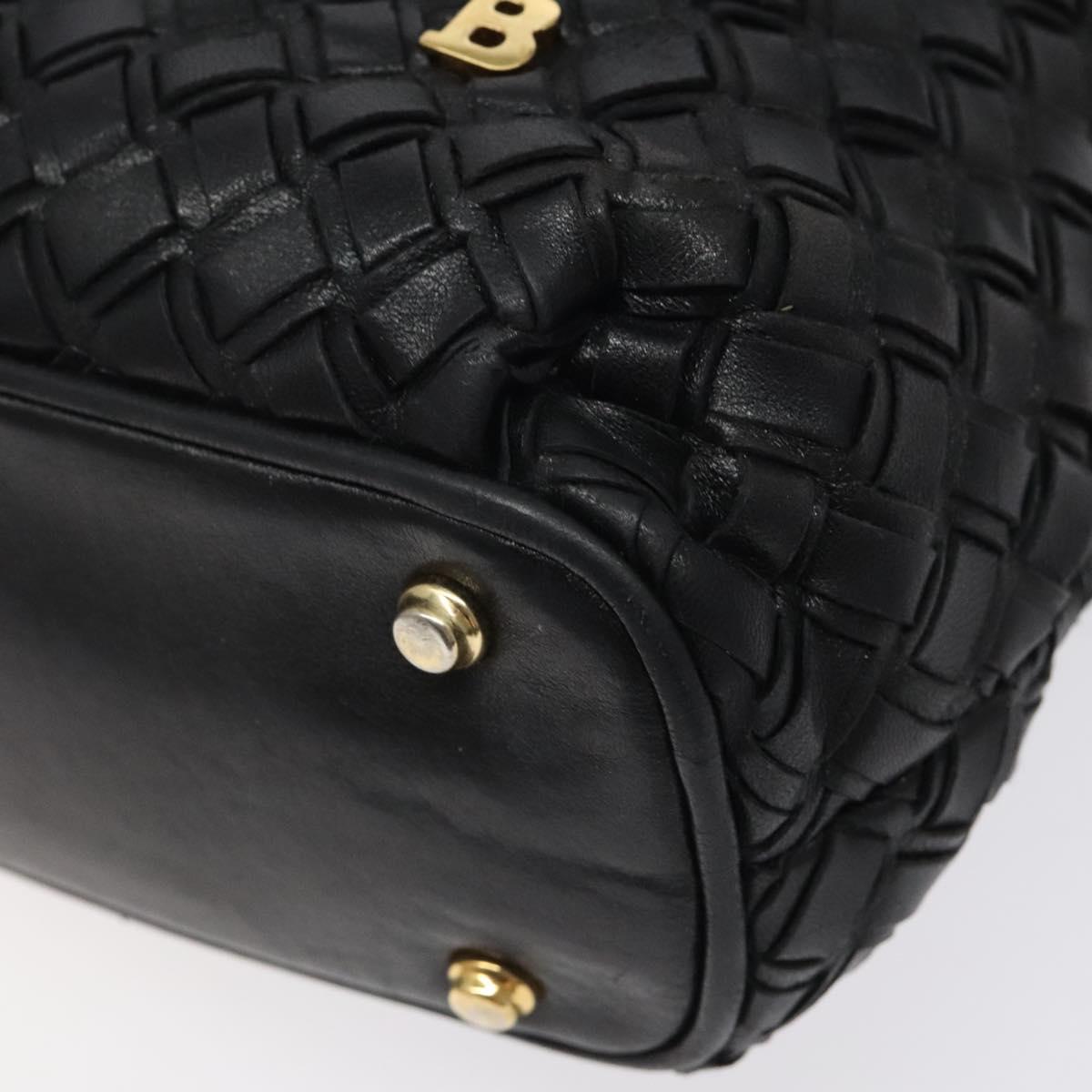 BALLY Quilted Shoulder Bag Leather Black Gold