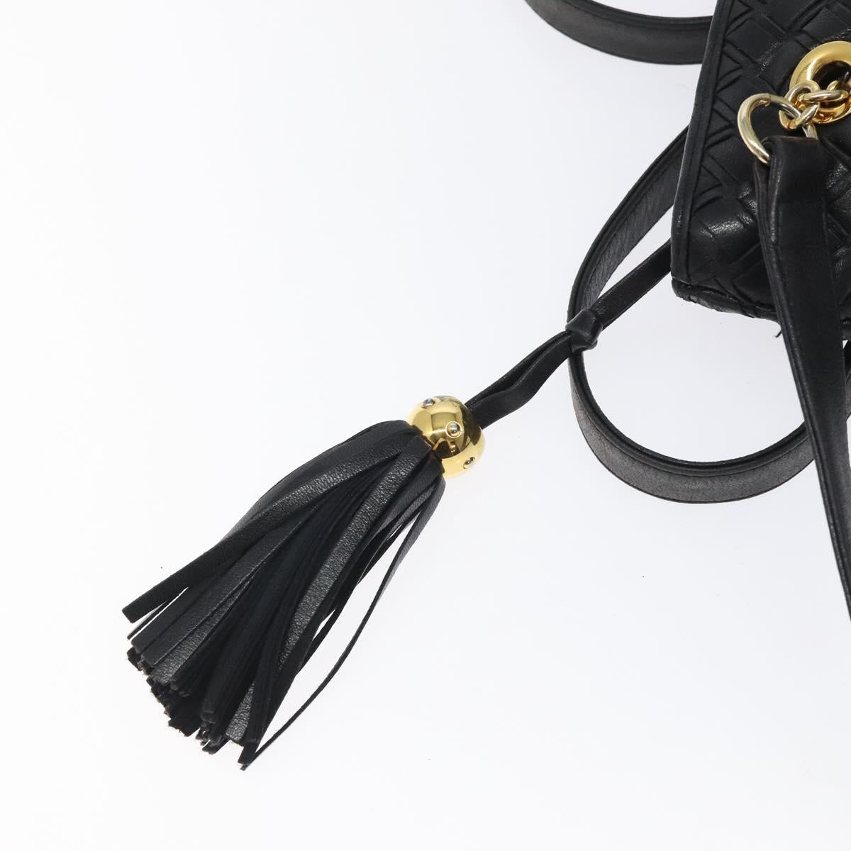 BALLY Quilted Shoulder Bag Leather Black Gold