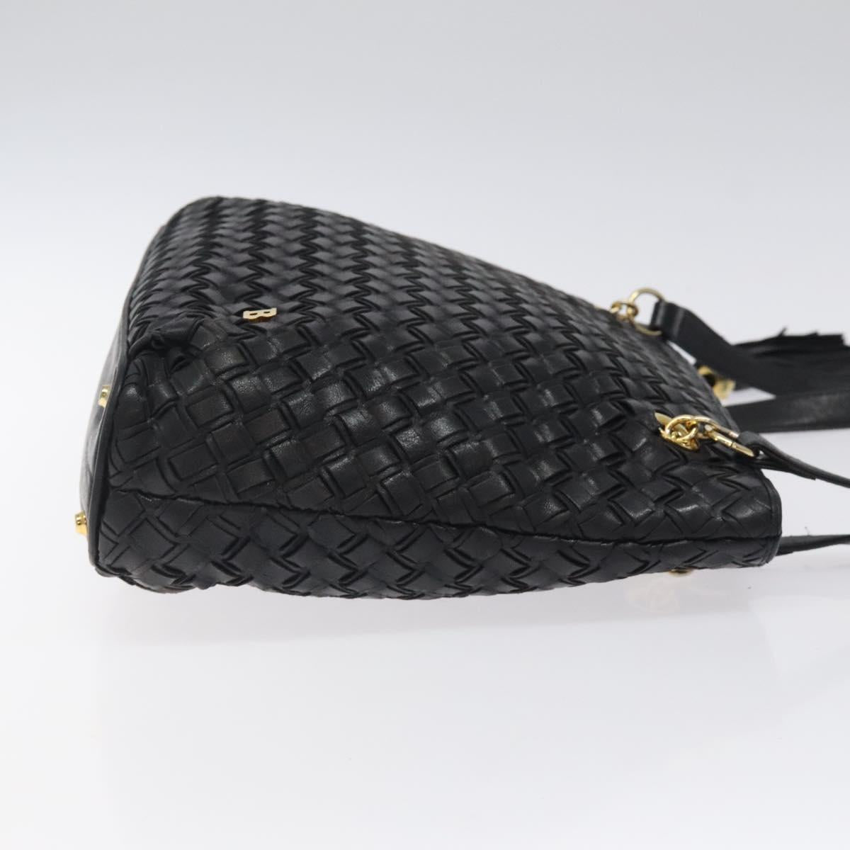 BALLY Quilted Shoulder Bag Leather Black Gold