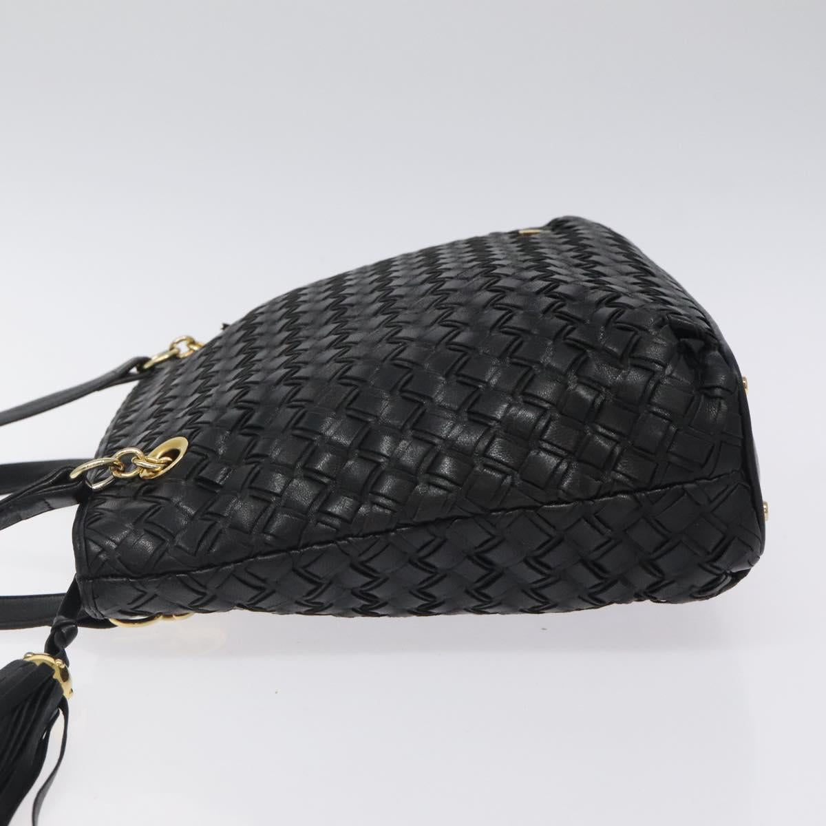 BALLY Quilted Shoulder Bag Leather Black Gold