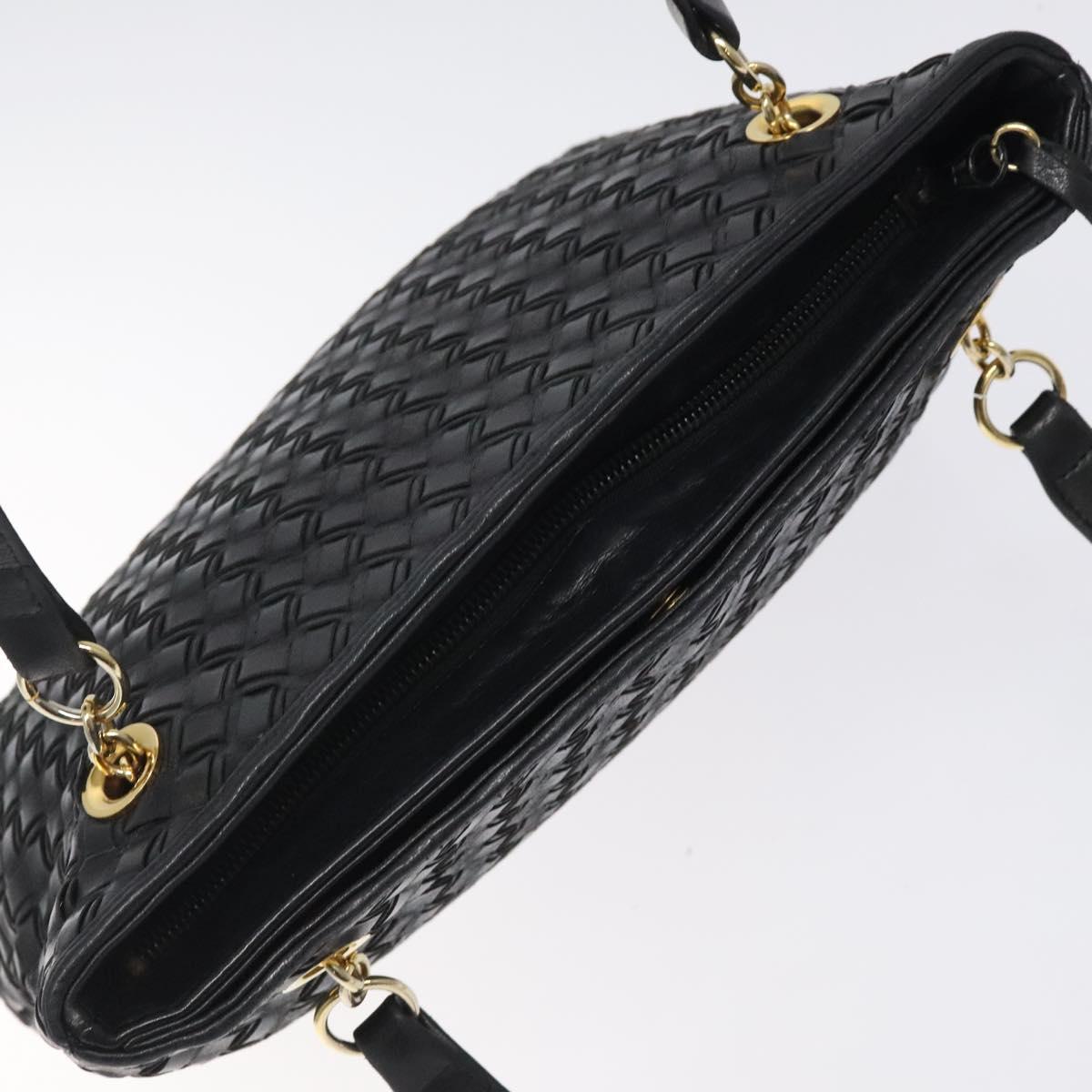 BALLY Quilted Shoulder Bag Leather Black Gold