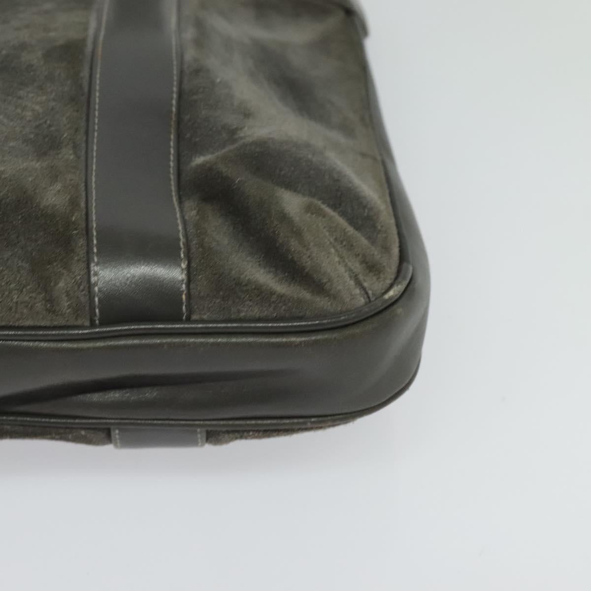 CELINE Hand Bag Suede Leather Gray Gold