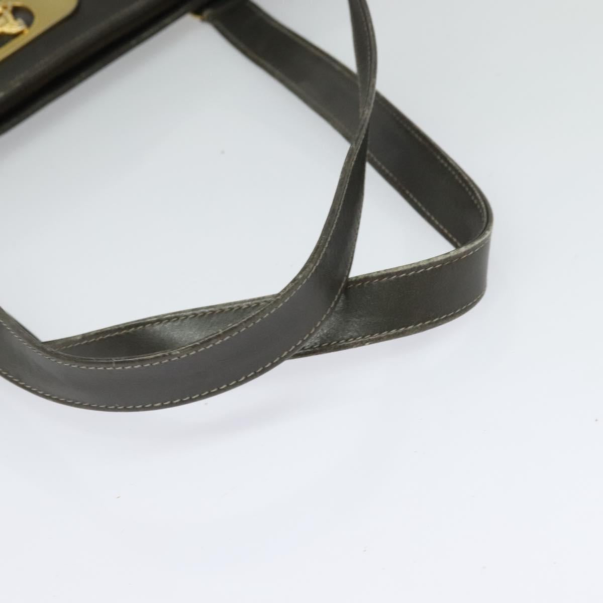 CELINE Hand Bag Suede Leather Gray Gold